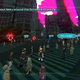 A screenshot from Neo: The World Ends With You showing enemies floating over the streets of Shibuya Crossing.